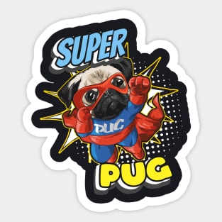 Super Pug funny Superhero Comic Dog Sticker